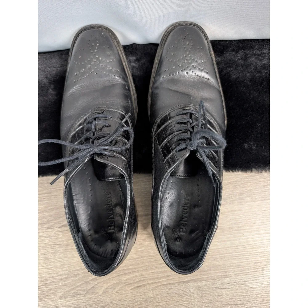 Studio Belvedere Oxford‎ Shoes Mens 8 Black Alligator